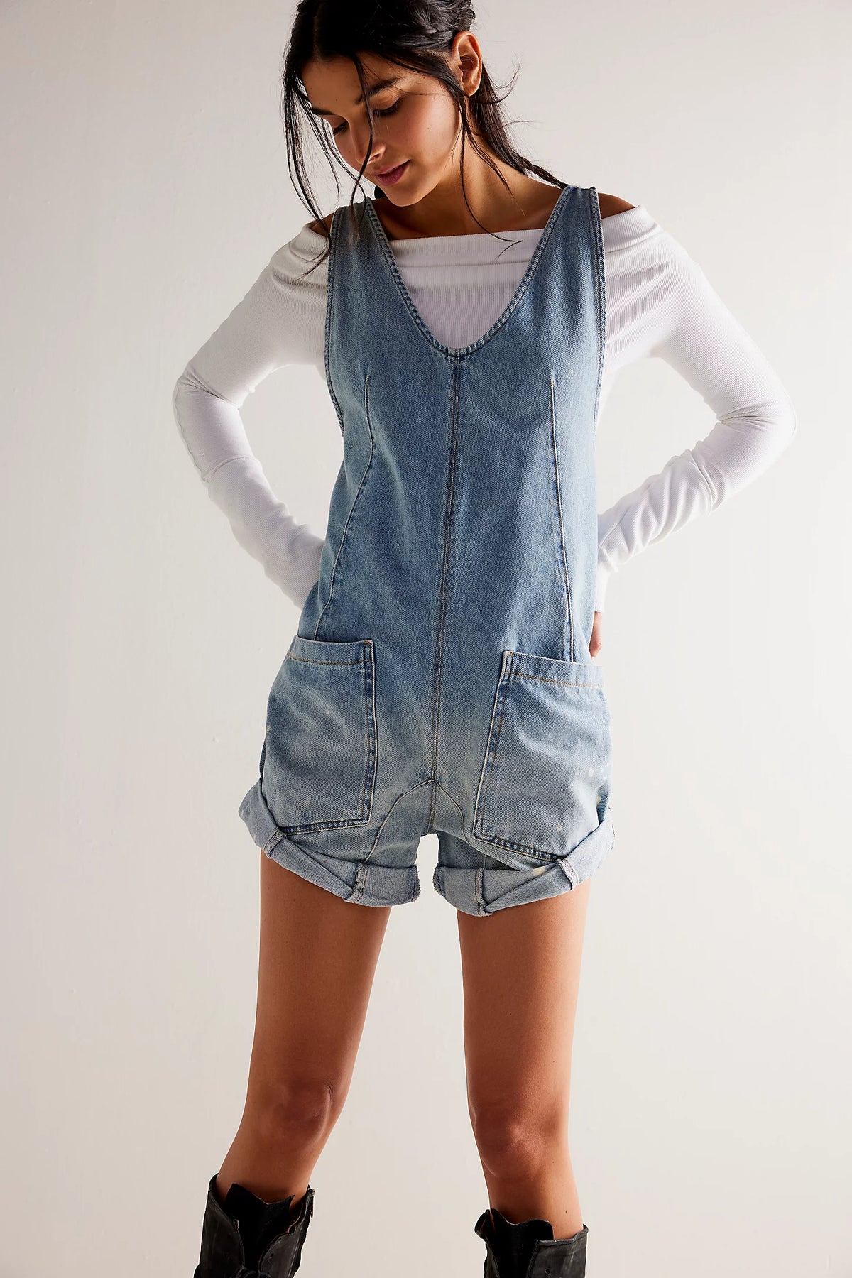 FREE PEOPLE HIGH ROLLER SHORTALL - BRIGHT EYES 9905