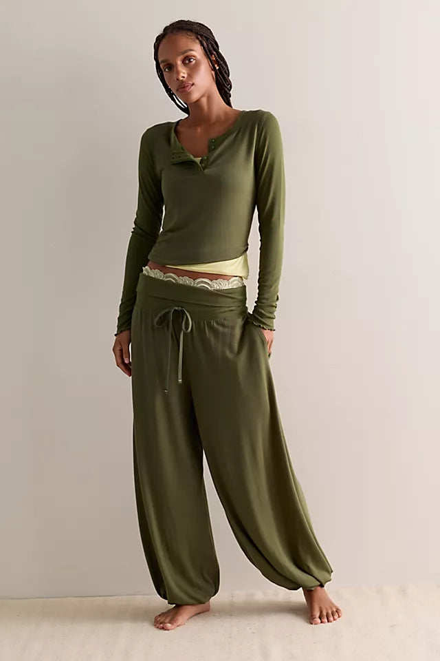 FREE PEOPLE INTIMATELY DREAM STATE PANTS - FERNGULLY 6813
