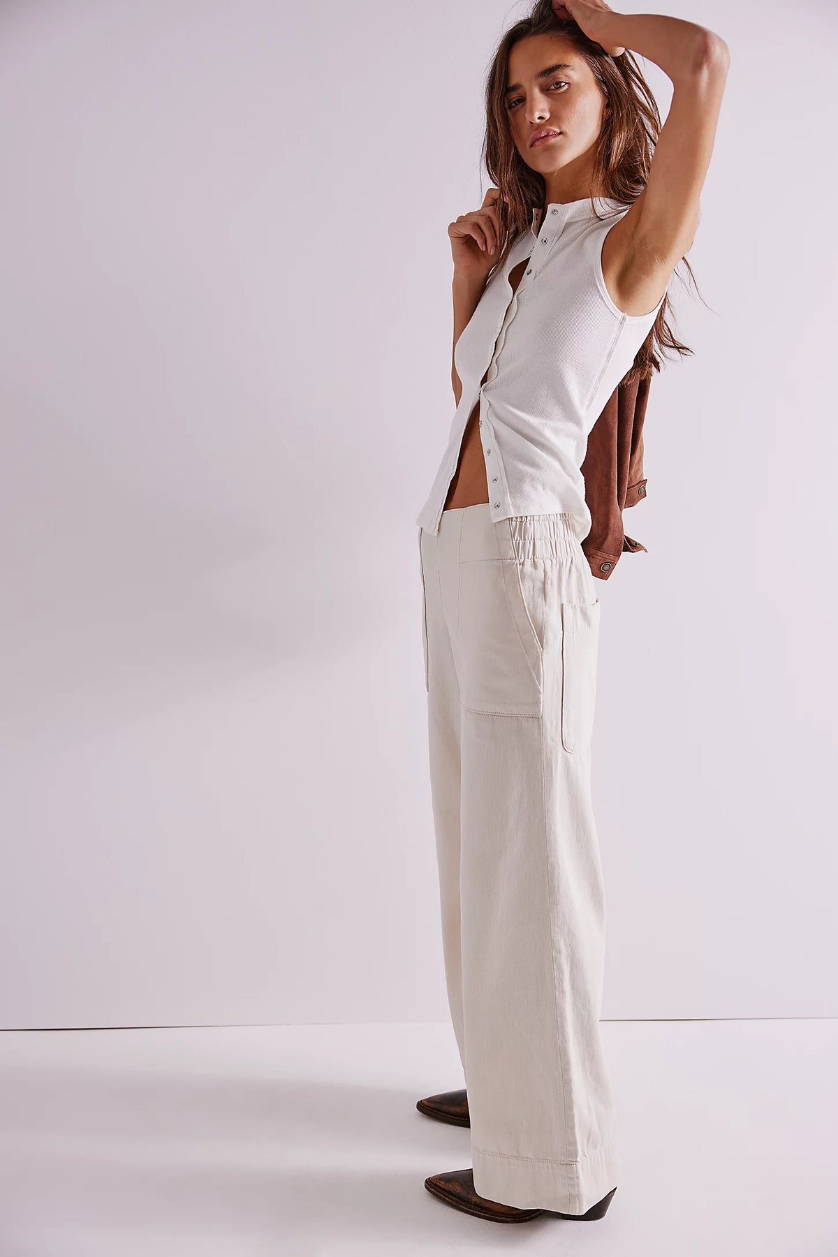 FREE PEOPLE WE THE FREE BREEZY DENIM PULL ON PANTS - BRIGHT LIGHTS