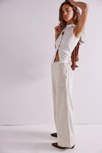 FREE PEOPLE WE THE FREE BREEZY DENIM PULL ON PANTS - BRIGHT LIGHTS