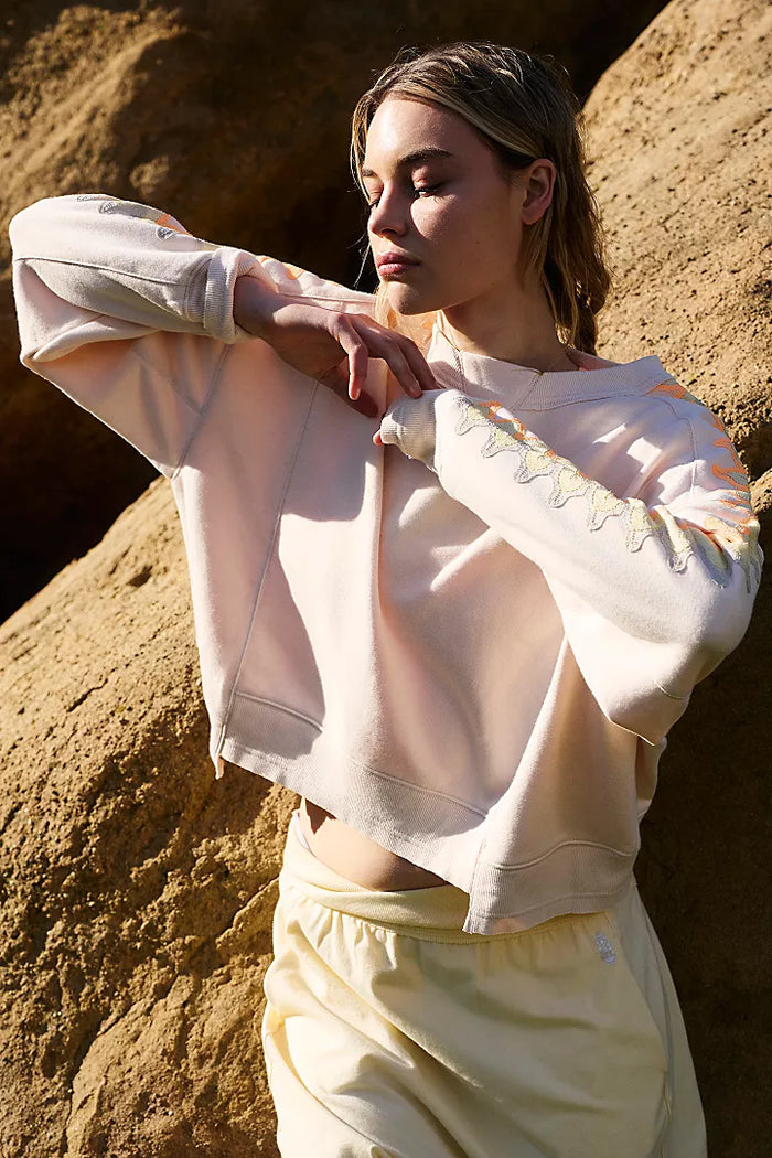 FREE PEOPLE FEELING WAVY INTERCEPT PULLOVER / BEACHED CLAY COMBO 9182