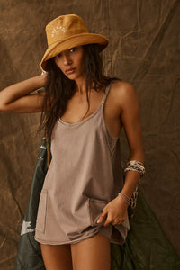 FREE PEOPLE MOVEMENT HOT SHOT MINI DRESS - MOCHA LATTE 7792