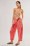 FREE PEOPLE  HIGH ROAD PULL ON BARREL PANTS - MANDARIN RED 6784