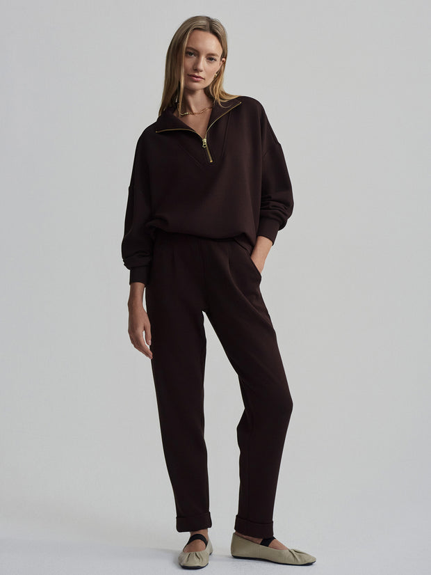 VARLEY HAWLEY HALF ZIP SWEAT - COFFEE BEAN