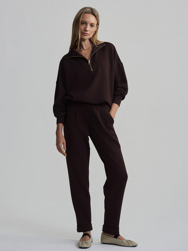 VARLEY HAWLEY HALF ZIP SWEAT - COFFEE BEAN