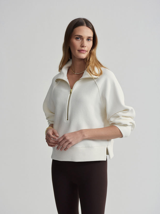 VARLEY MILANO HALF ZIP SWEAT - IVORY