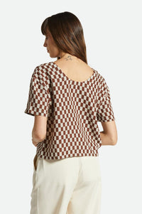 BRIXTON MYKONOS SMALL CHECK S/S WOVEN - SEPIA