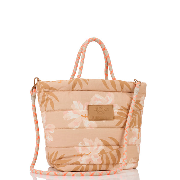 ALOHA COLLECTION NYLON LARGE QUILTED ROPE TOTE / ADRIFT / CAMEL