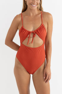 RHYTHM PACIFIC RIB CUT OUT ONE PIECE - FIRE