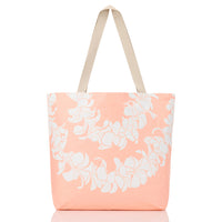 ALOHA COLLECTION REVERSIBLE TOTE / PLUMERIA LEI / PEACHY