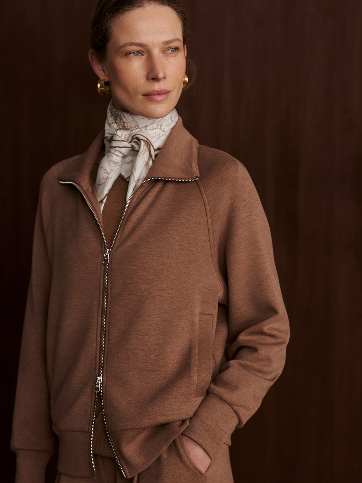 VARLEY TYDE ZIP THROUGH SWEAT - GOLDEN BRONZE MARL