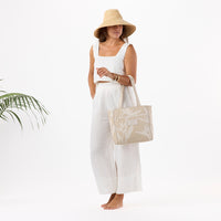 ALOHA COLLECTION GO-TO TOTE / PARADISE TINY STRIPE / ICED COFFEE SANDSTONE