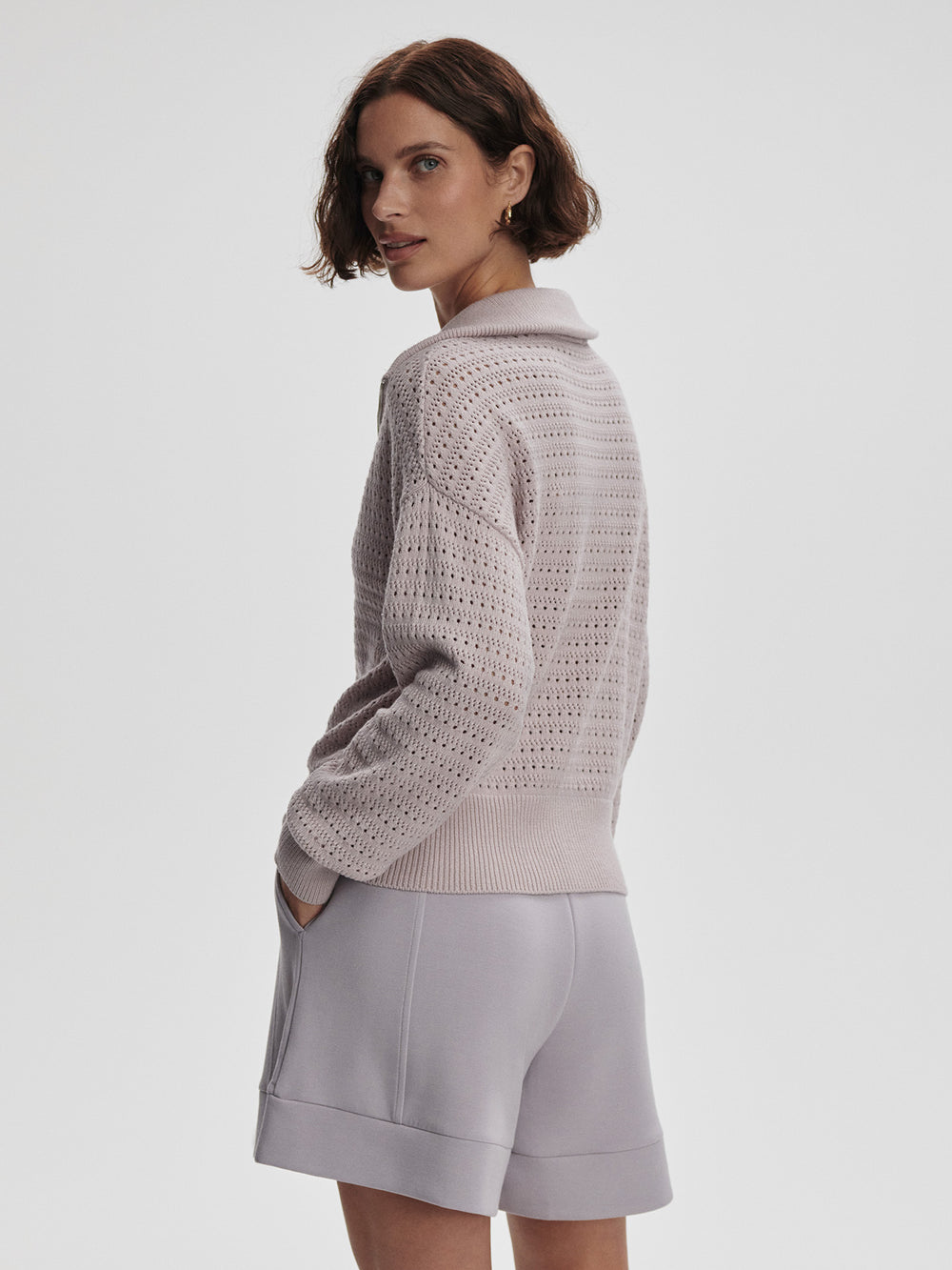 VARLEY DARLA HALF ZIP KNIT - LILAC MARBLE