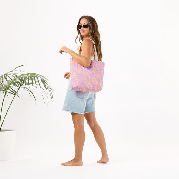 ◼︎/TUYOSHI/ ◼︎ ALOHA COLLECTION REVERSIBLE TOTE / MITER LINEUP / NECTARINE