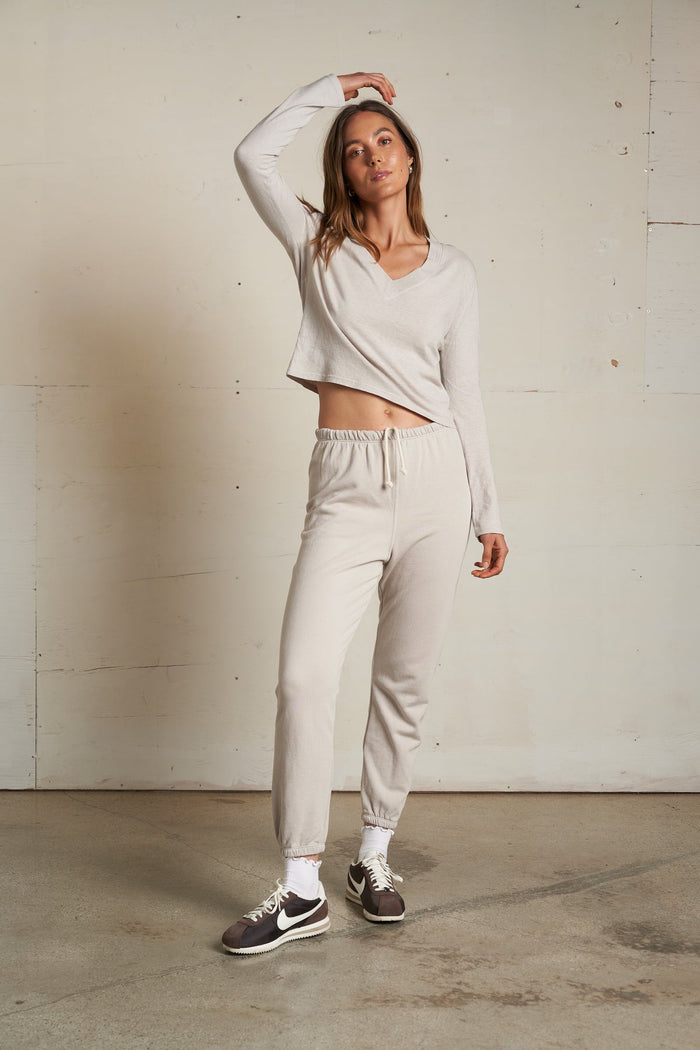 PERFECT WHITE TEE JOHNNY FRENCH TERRY EASY SWEATPANTS -  SILVER B25