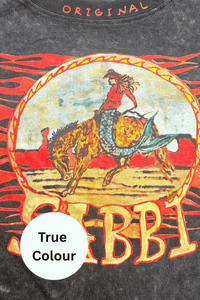 SABBI THE VERY OVERSIZED FLAMING COWBOY TEE - BLACK