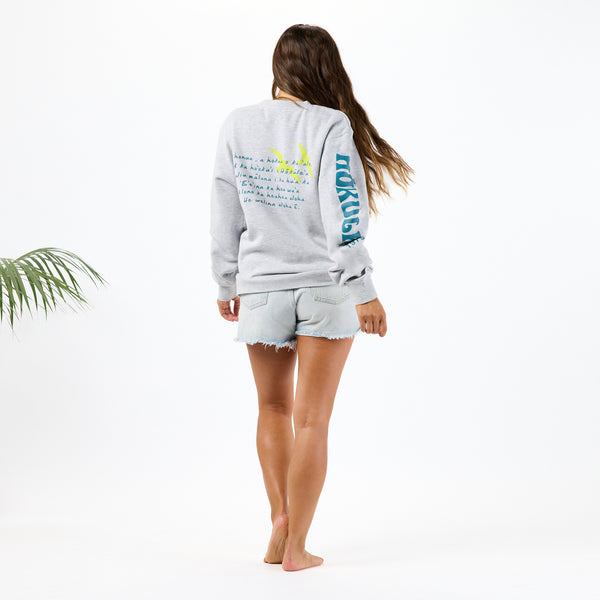 ALOHA COLLECTION FLEECE CREW / HOKULEA / GRAY