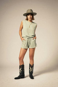 BRIXTON CAREFREE ORGANIC GD MUSCLE TANK - SAGE GREEN