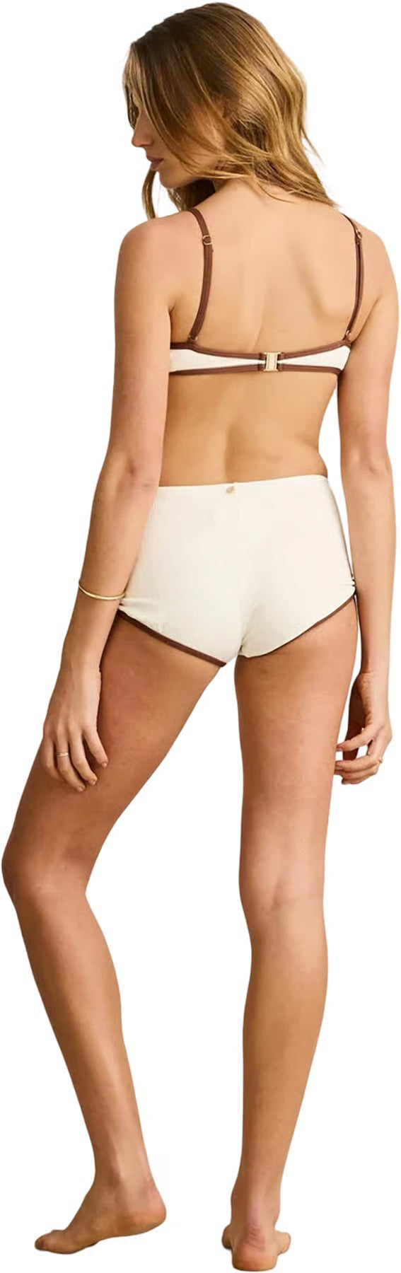 RHYTHM LILY RIB CONTRAST CROP TOP - CREAM