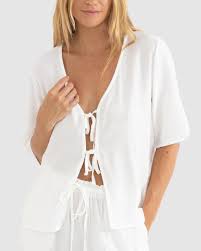 RHYTHM AIRLIE SHORT SLEEVE TOP - WHITE