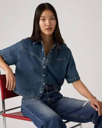 LEVIS LOGAN SHORT SLEEVED DENIM SHIRT - TENCEL TINTED TIMES 0003