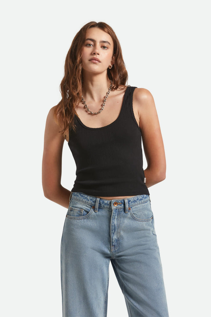 BRIXTON POINTELLE SLIM FIT TANK - BLACK