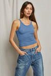 PERFECT WHITE TEE LENNOX RECYCLED CROPPED ANNIE TANK - CAROLINA BLUE T48