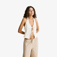 RHYTHM LOUSIE TIE HALTER TOP - WHITE