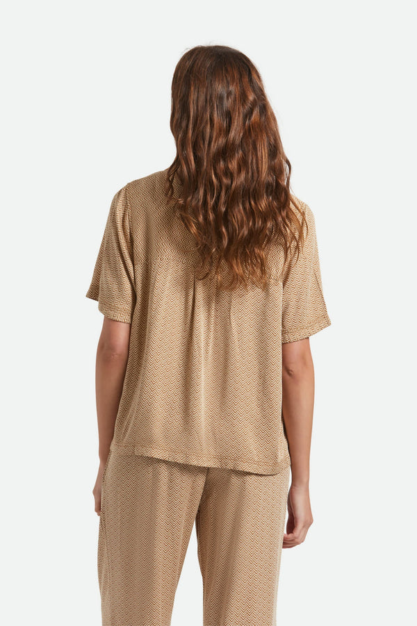 BRIXTON HUDSON LOUNGE SHIRT - WASHED COPPER/WHITE CAP