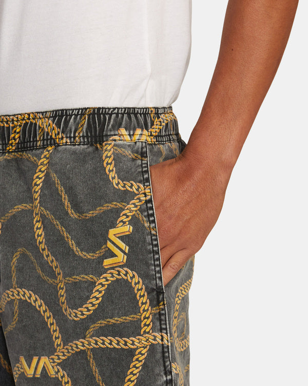 RVCA ESCAPE PRINT ELASTIC WALKSHORTS 17” - BGO