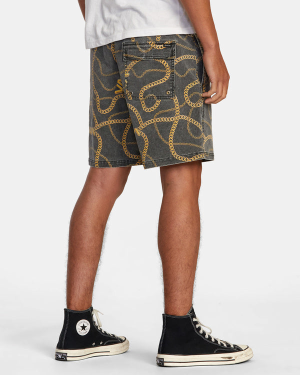 RVCA ESCAPE PRINT ELASTIC WALKSHORTS 17” - BGO