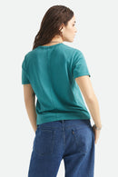 BRIXTON CAREFREE ORGANIC GD PERFECT TEE - WASHED MED TEAL