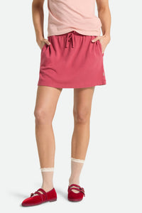 BRIXTON CAREFREE ORGANIC GARMENT DYED LOUNGE SKIRT - ROBUST RED