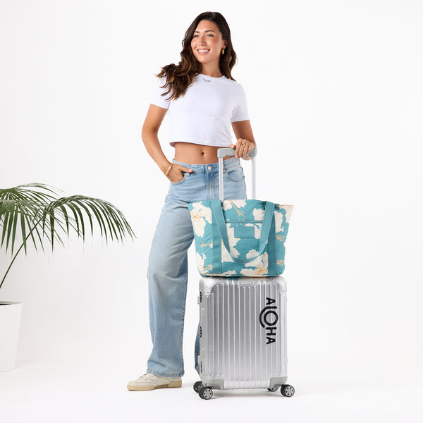 ALOHA COLLECTION NYLON ZIPPER TOTE / TAHAA / TIDE