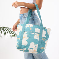 ALOHA COLLECTION NYLON ZIPPER TOTE / TAHAA / TIDE