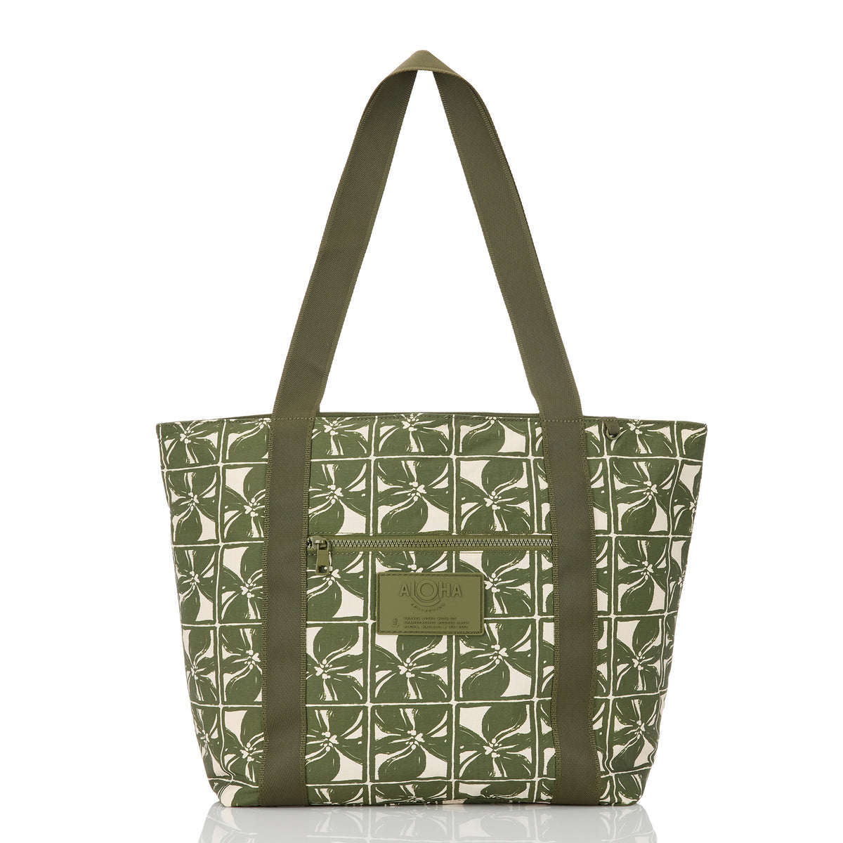 ALOHA COLLECTION NYLON ZIPPER TOTE / LATTICE / OLIVE