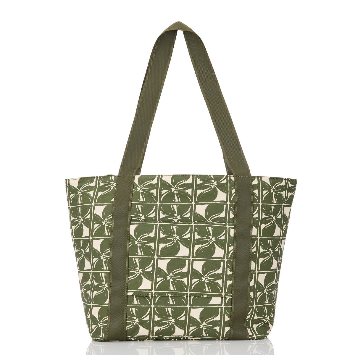 ALOHA COLLECTION NYLON ZIPPER TOTE / LATTICE / OLIVE