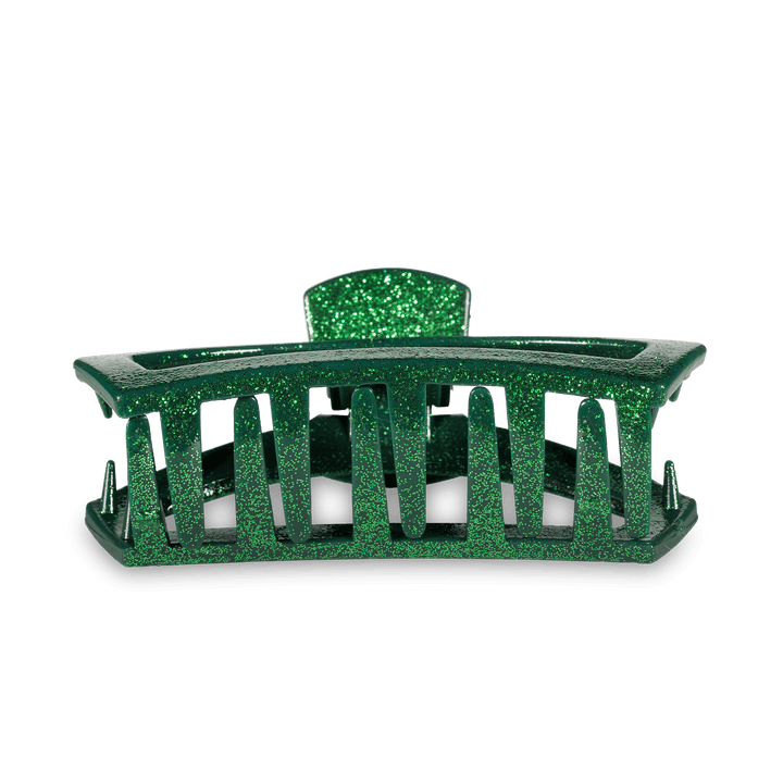 TELETIES OPEN LARGE HAIR CLIP - GREEN GLITTER