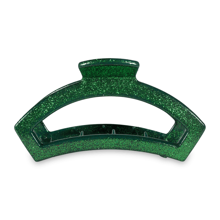 TELETIES OPEN LARGE HAIR CLIP - GREEN GLITTER