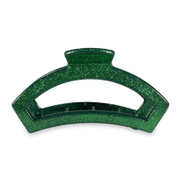 TELETIES OPEN LARGE HAIR CLIP - GREEN GLITTER