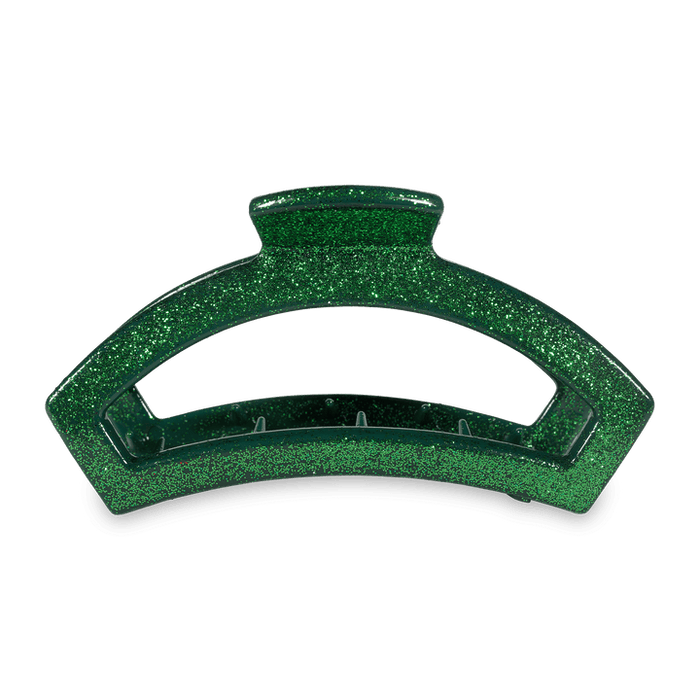 TELETIES OPEN LARGE HAIR CLIP - GREEN GLITTER