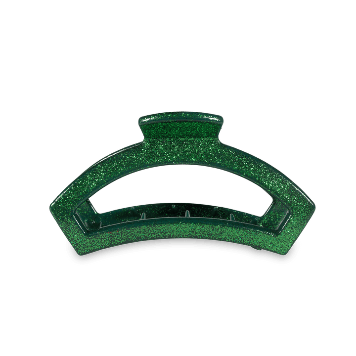 TELETIES OPEN MEDIUM HAIR CLIP - GREEN GLITTER