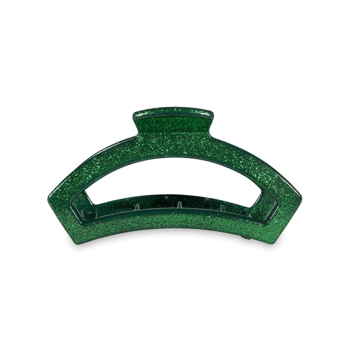 TELETIES OPEN MEDIUM HAIR CLIP - GREEN GLITTER