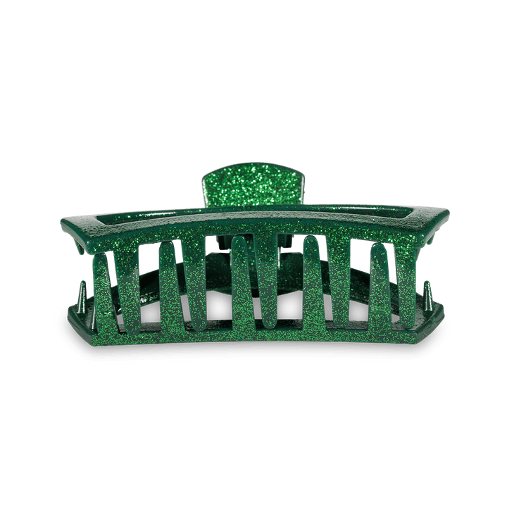 TELETIES OPEN MEDIUM HAIR CLIP - GREEN GLITTER