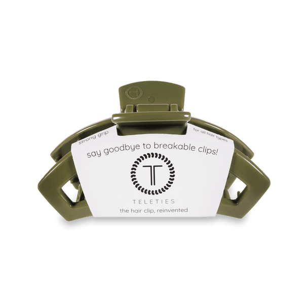 TELETIES OPEN MEDIUM HAIR CLIP - CLASSIC OLIVE