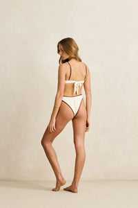 RHYTHM LILY RIB CONTRAST HI CUT PANT - CREAM