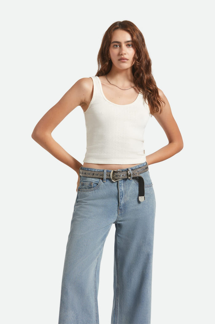BRIXTON POINTELLE SLIM FIT TANK - OFF WHITE