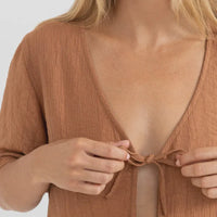 RHYTHM AIRLIE SHORT SLEEVE TOP - ALMOND