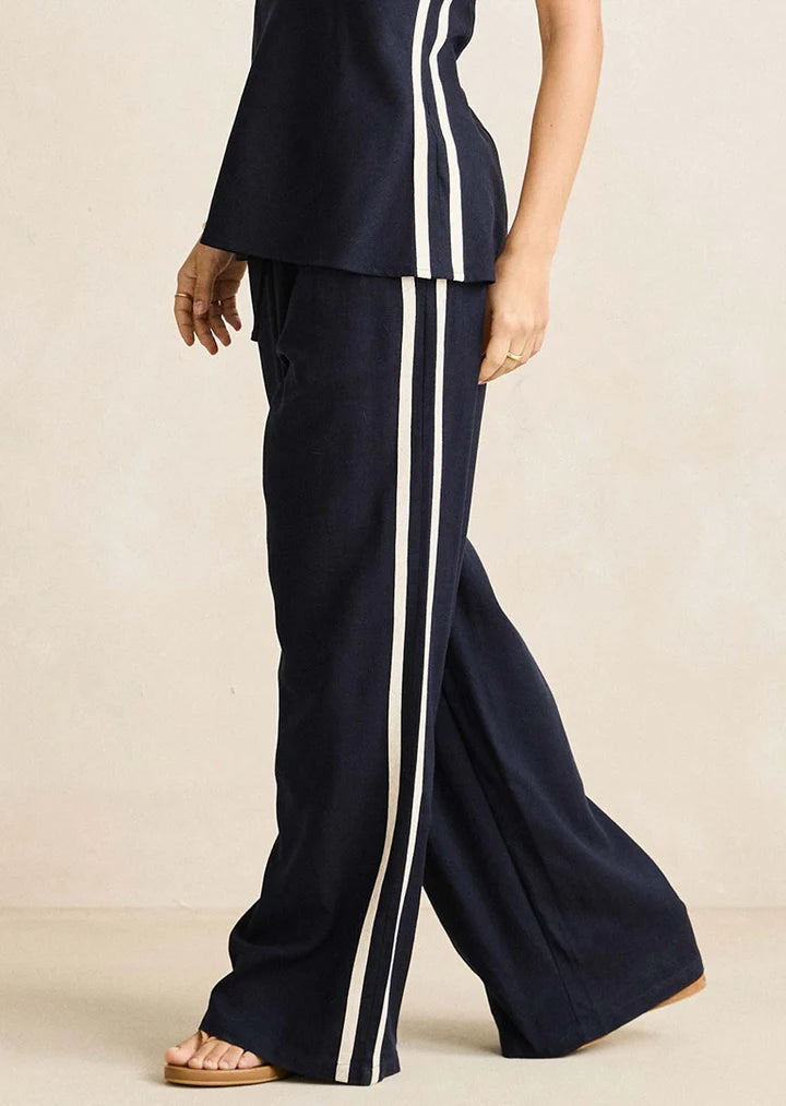 RHYTHM CONTRAST LINEN PANTS - OCEAN
