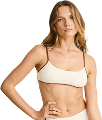 RHYTHM LILY RIB CONTRAST CROP TOP - CREAM